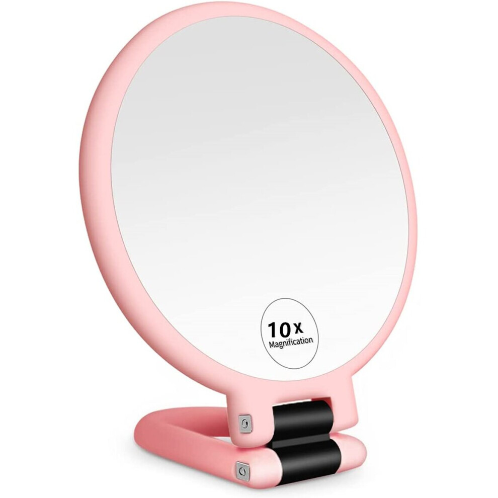 Wejoy 2/5/10X Magnifying Handheld Mirror ,Travel Folding Hand Held Mirror,Double Sided Pedestal Makeup Mirror With 1/10X Magnification