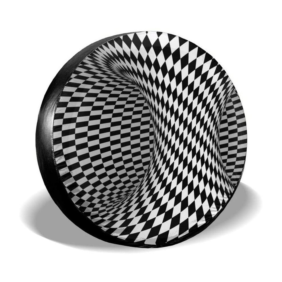 Geometric Square And Spare Tire Cover Waterproof Dust-Proof Uv Sun Wheel Tire Cover Fit For Jeep,Trailer, Rv, Suv An Black/White 5063131443950
