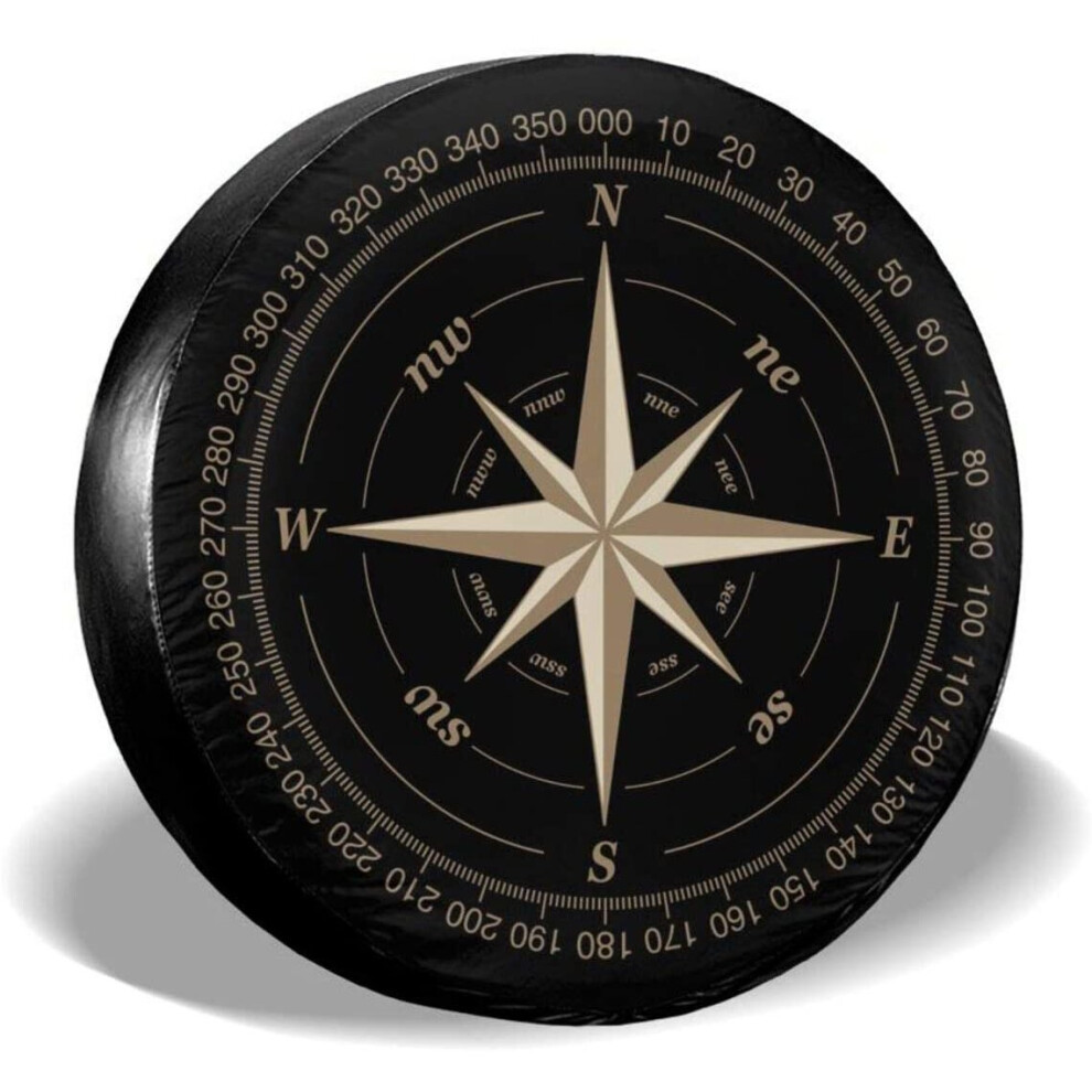 Compass Rose Spare Tire Cover Uv Sun Wheel Covers Fit For Trailer, Rv, Suv And Many Vehicle 15 Inch Black 5063131443967