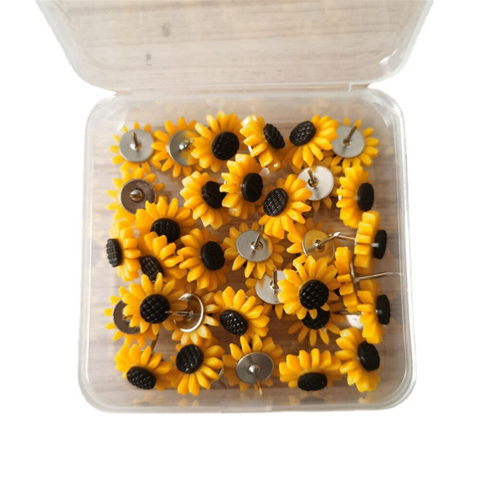 1 Box Thumbtack Sunflower Shape Push Pins Thumb Tacks Decoration Tack Board Bulletin Board Pins Drawing Office Binding Supplies 5063131520842