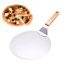 Useful Stainless Steel Pizza Peel Shovel with Wooden Handle Cake Shovel Baking Tools Cheese Pizza Shovels FBE3
