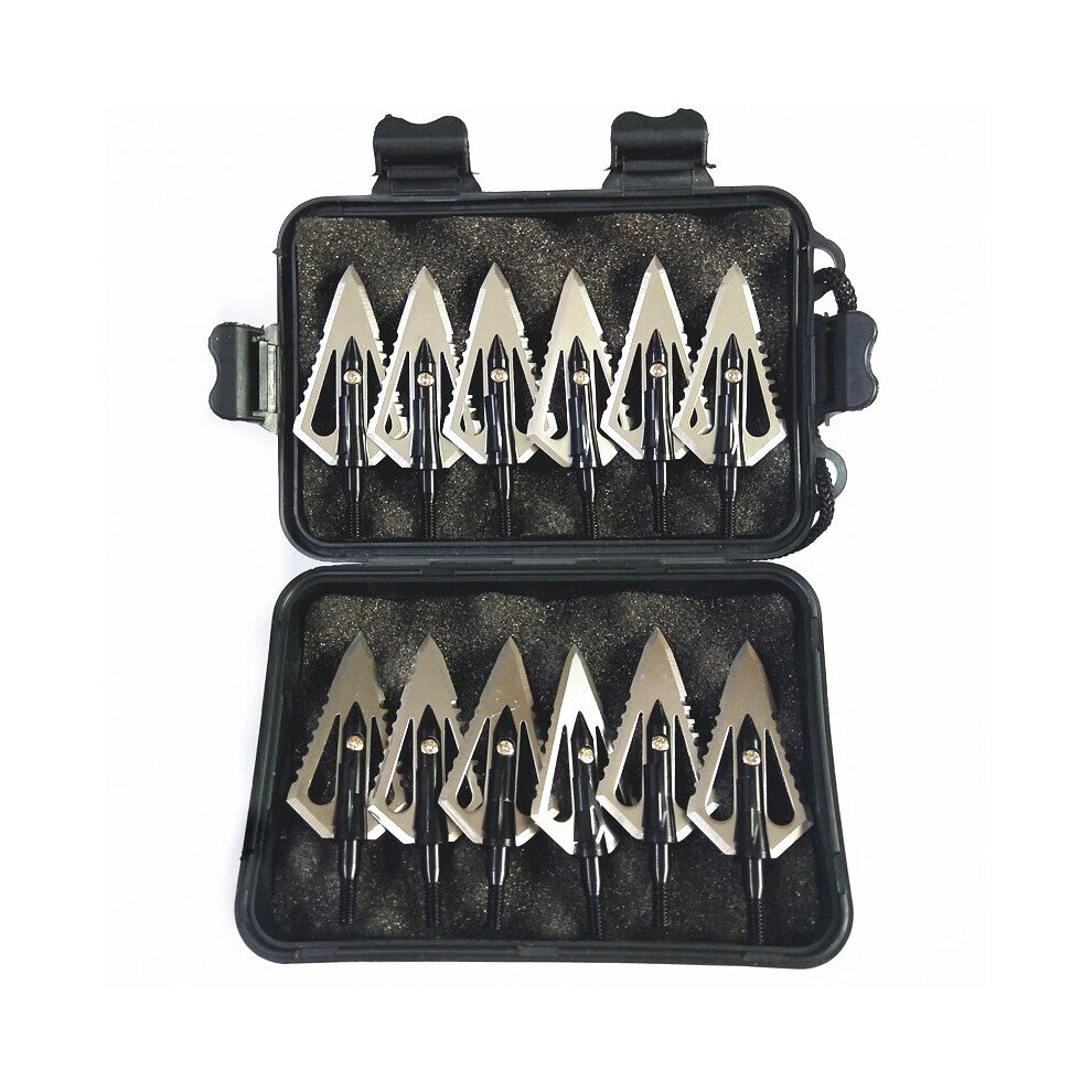 12PCs Broadheads Arrowhead 4 Blade 100Grains 2 Sawtooth Blade for Crossbow Hunting Accessories Arrow Head
