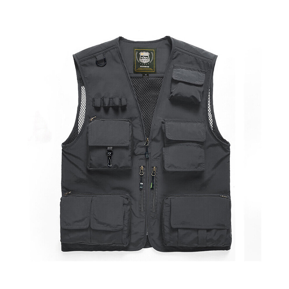 Outdoor Men's Tactical Fishing Vest Jacket, Safari Multi Pockets Sleeveless