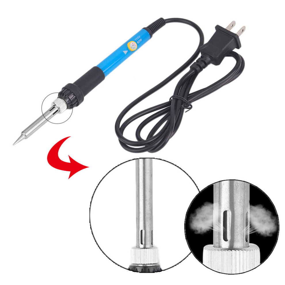 110V 60W Temperature Welding Soldering Iron Tool With Sucker Tips Iron Stand 5063131608335