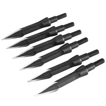 6 Pieces 125 Grain Carbon Steel Hunting Broadhead Archery Arrowhead Shooting Point Tip for Compound Recurve Bow