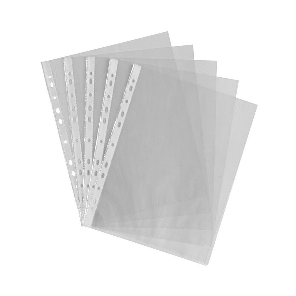 Photos - File Folder / Lever Arch File 100pcs A4 Transparent Plastic Punched Pockets Folders Filing Thin 11Holes Loose Leaf File Storage Documents Sheet Protectors
