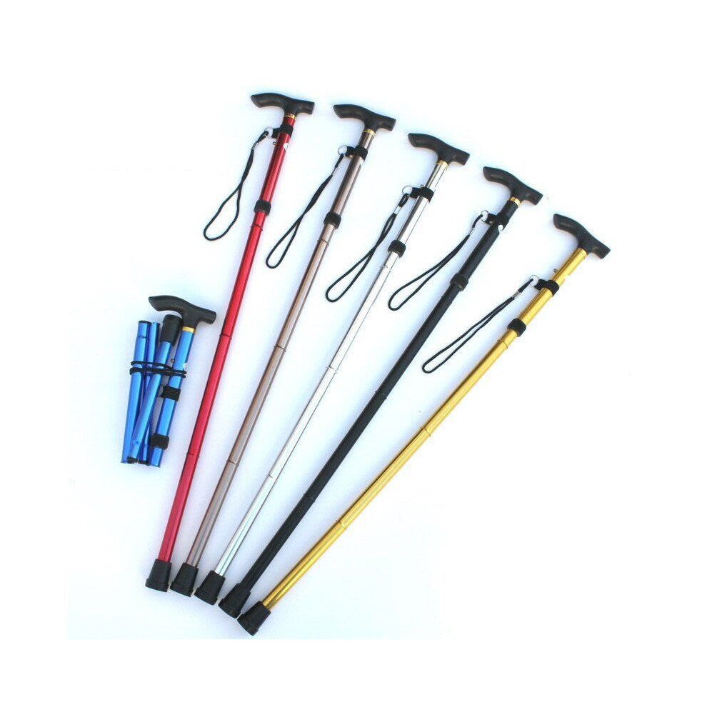 Wejoy Walking Sticks Aluminum Alloy Climbing Cane Four-Section Telescopic Folding Climbing And Hiking Cane Trekking Poles Elderly Cane