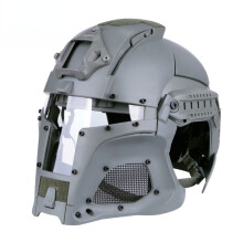Tactical Helmet Tracer Airsoft Full Face Adjustable Size With Visor Goggles Cosplay Middle Age Mask