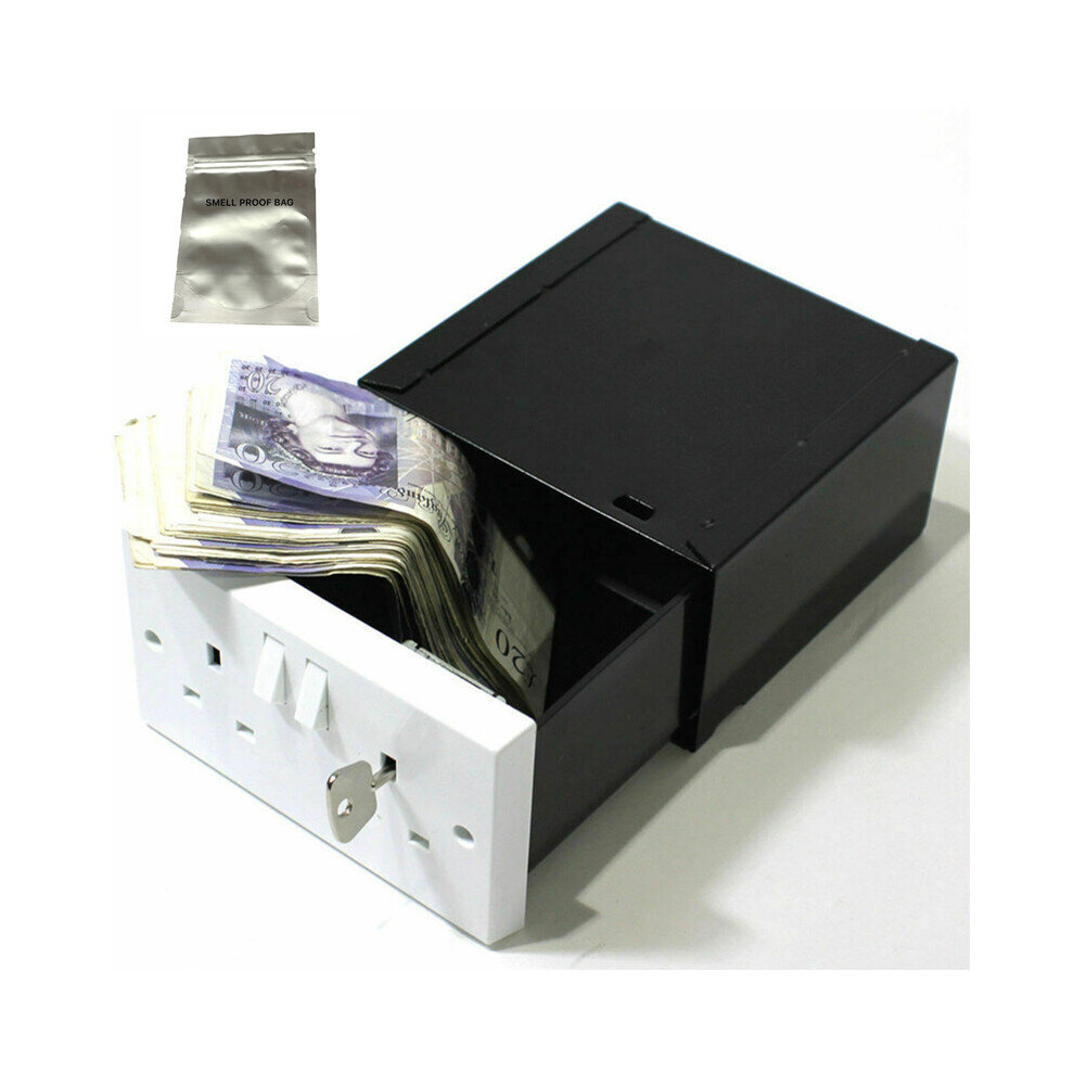 Imitation Double UK Plug Socket Wall Security Secret Hidden Stash Box Covert Diversion Safe