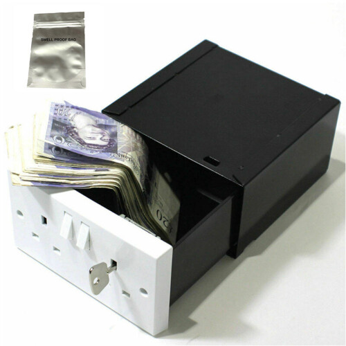 Imitation Double UK Plug Socket Wall Security Secret Hidden Stash Box Covert Diversion Safe 1