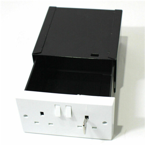 Imitation Double UK Plug Socket Wall Security Secret Hidden Stash Box Covert Diversion Safe 2