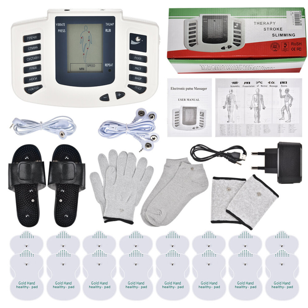 Wejoy Jr309 Ems Tens Massage Unit +16 Pads Russian Electrical Pulse Acupuncture Full Body Relax Muscle Therapy Massager Stimulator
