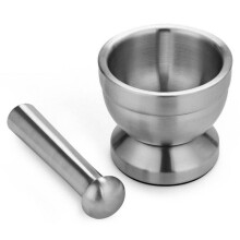 Stainless Steel Kitchen Mortar with Pestle Set Pugging Pot Chopper Garlic Spices Pharmacy Herb Mixing Grinding Bowl Mill Grinder