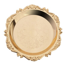Metal Golden Plates Plattyer Holder Tray Serving Dishes for Wedding Dinning