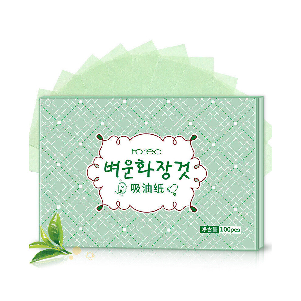 Wejoy Green 100Pcs Protable Facial Absorbent Paper Oil Control Wipes Tea Absorbing Sheet Matcha Oily Summer Face Cleaning Tool