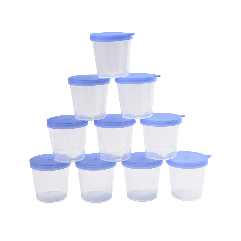 Wejoy Blue 10 Pcs Urine Container Specimen Cup Sample Bottle 40Ml Vol Molded Graduation Ml And Oz Pp Eo Sterile Cap Plastic Cups