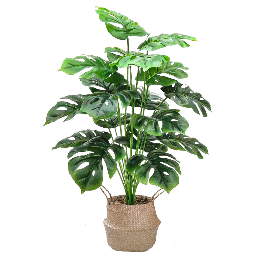 70cm 18 Forks Large Artificial Monstera Plants Fake Palm Tree Plastic Turtle Leaves Green Tall Plant For Home Garden Room Decor