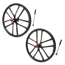 20 inches Folding Bike Wheelset Magnesiumalloy MTB Bicycle Disc Brake Wheel with Built in 6 Holes Hub, Quick Release Black