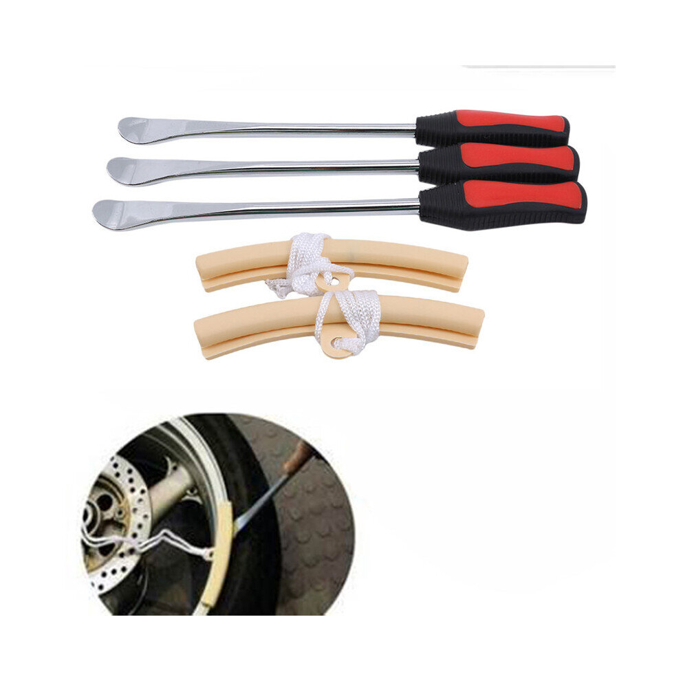 5Pcs Tire Change Tool Set Tire Disassembly Assembly Set Kit Tire Spoon Lever Tools Rim Protector Sheaths For Motorcycle Car 5063131529371
