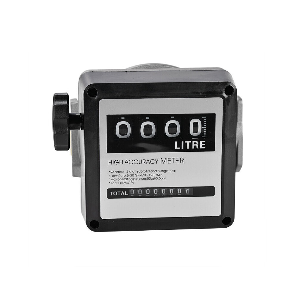 1Pcs Fm-120 4 Digital Gasoline Fuel Petrol Oil Flow Meter 20-120L/Min Four Digital For Diesel Fuel Oil Flow Meter Counter 5063131526219
