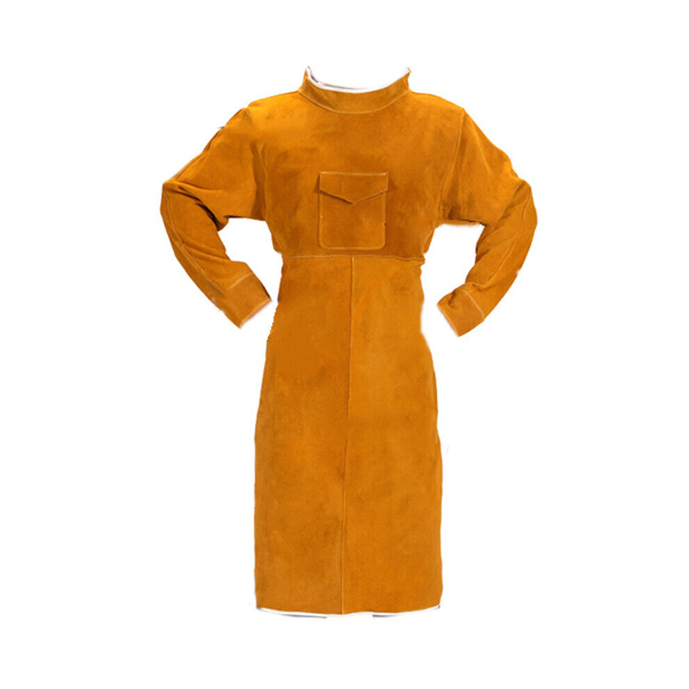 105Cm Leather Welding Apron Flame Retardant Long Sleeve Welder Protective Clothing Durable Wear-Resistant Anti-Scalding Aprons 5063131581430