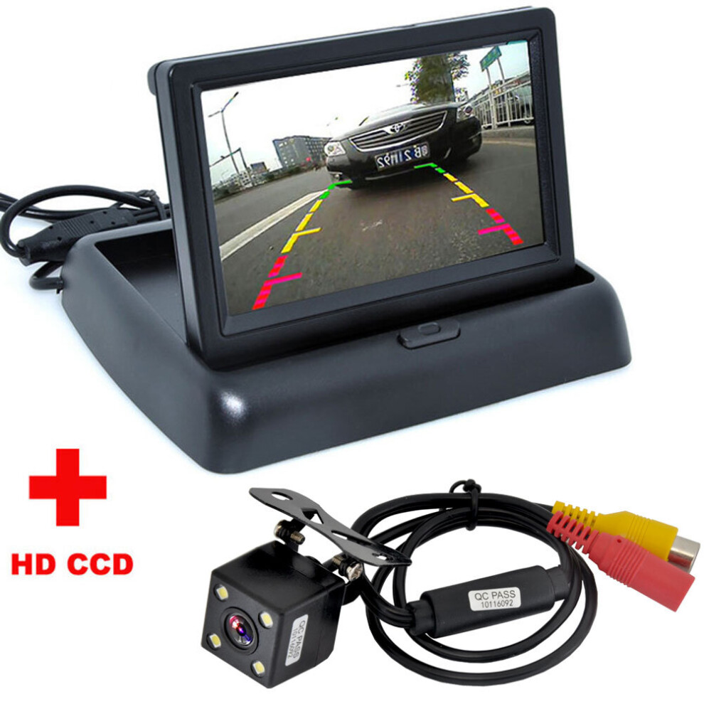 Auto Parking Assistance New 4Led Night Car Ccd Rear View Camera With 4.3 Inch Color Lcd Car Video Foldable Monitor Camera 5063131501025