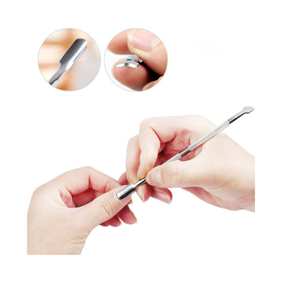Wejoy Stainless Steel Cuticle Pusher Remover Spoon Trimmer Metal Double-Ended Finger Dead Skin Push Nail Art Manicure Pedicure Tool
