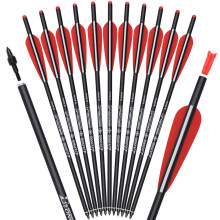 12Pcs Mixed Carbon Bolt 16" 18" 20" 22" 100 Grain Field Points Crossbow Carbon Arrows Archery Bow Target Shooting Hunting