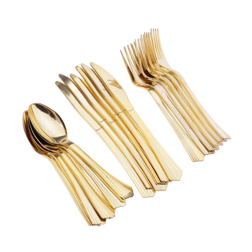 18 Pack Disposable Plastic Tableware Cutlery Set Forks Knives Spoons Tableware Combo Set for Home Decoration Bar Birthday Party