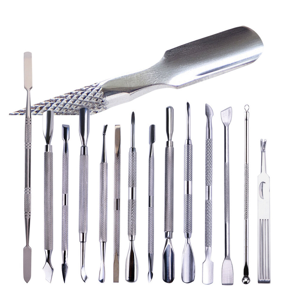Wejoy 1Pcs Double-Ended Cuticle Pusher Manicure Tools Stainless Steel Dead Skin Cuticle Remover For Pedicure Cuticle Scissors Le01-09