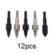 MUCX 12pcs 100 Grain Archery Broadheads Field Points Practice Arrowhead Target Tips Black Silver Sharp Head Round Head