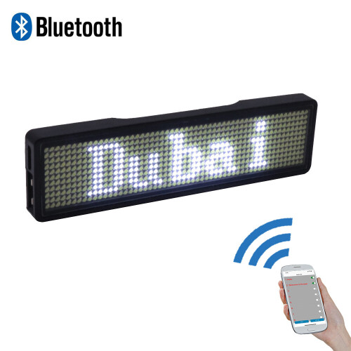 Bluetooth digital LED badge DIY programmable scrolling message mini LED display party event  clear 11*55 pixels LED name sign 1