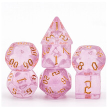 7Pcs/Set Pink/Gold DND Dice Set D4 D6 D8 D10 D% D12 D20 Translucent Polyhedral Dice for Role Playing Board Game D&D TRPG