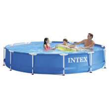 INTEX 366*76cm blue Piscina Round Metal Frame Swimming Pool Set Pipe Rack Pond Large Family Swimming Pool With Filter Pump