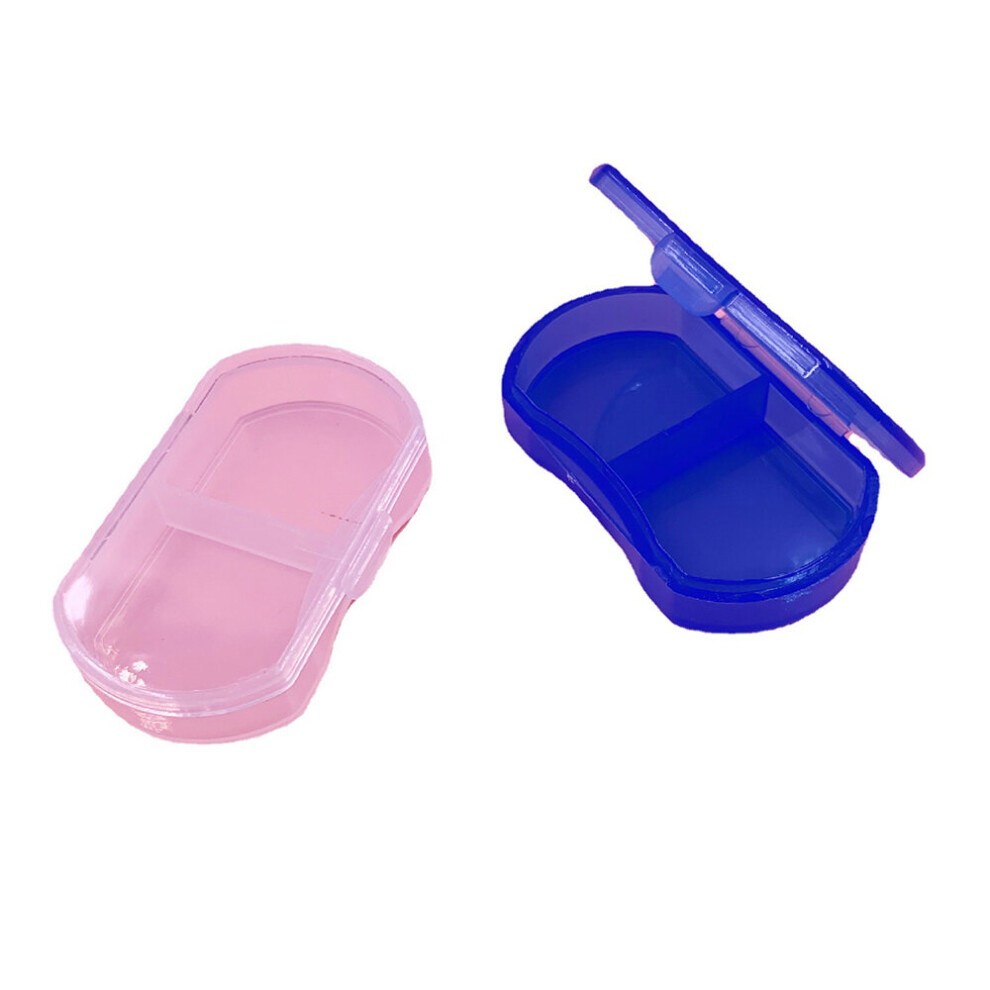 Wejoy 1Pcs Pill Medicine Box Portable Drug Box Tablet Splitter Holder Storage Organizer Container Case Pillbox 2-Grids Mini Dispenser