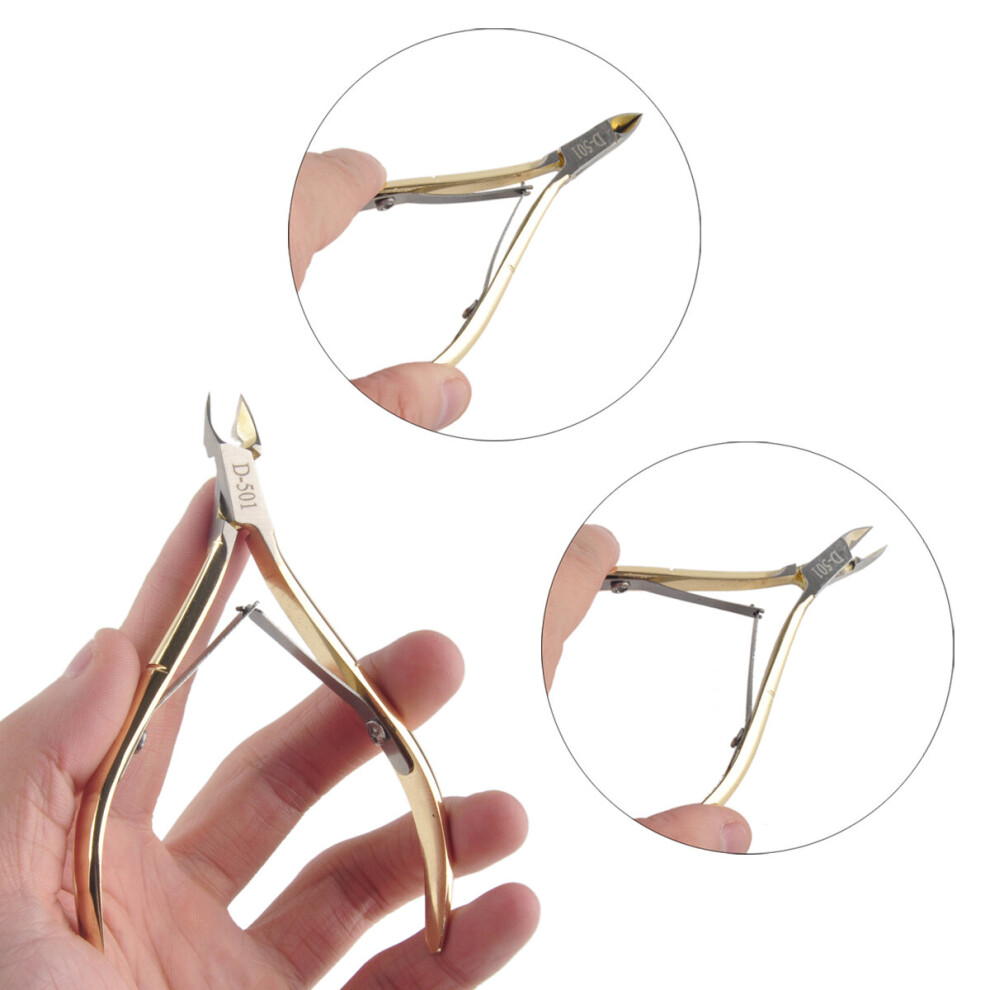 Wejoy Silver/Golden Double Fork Dead Skin Scissor Nail Cuticle Scissors Stainless Steel Manicure Pedicure Metal Nipper Clipper Tool