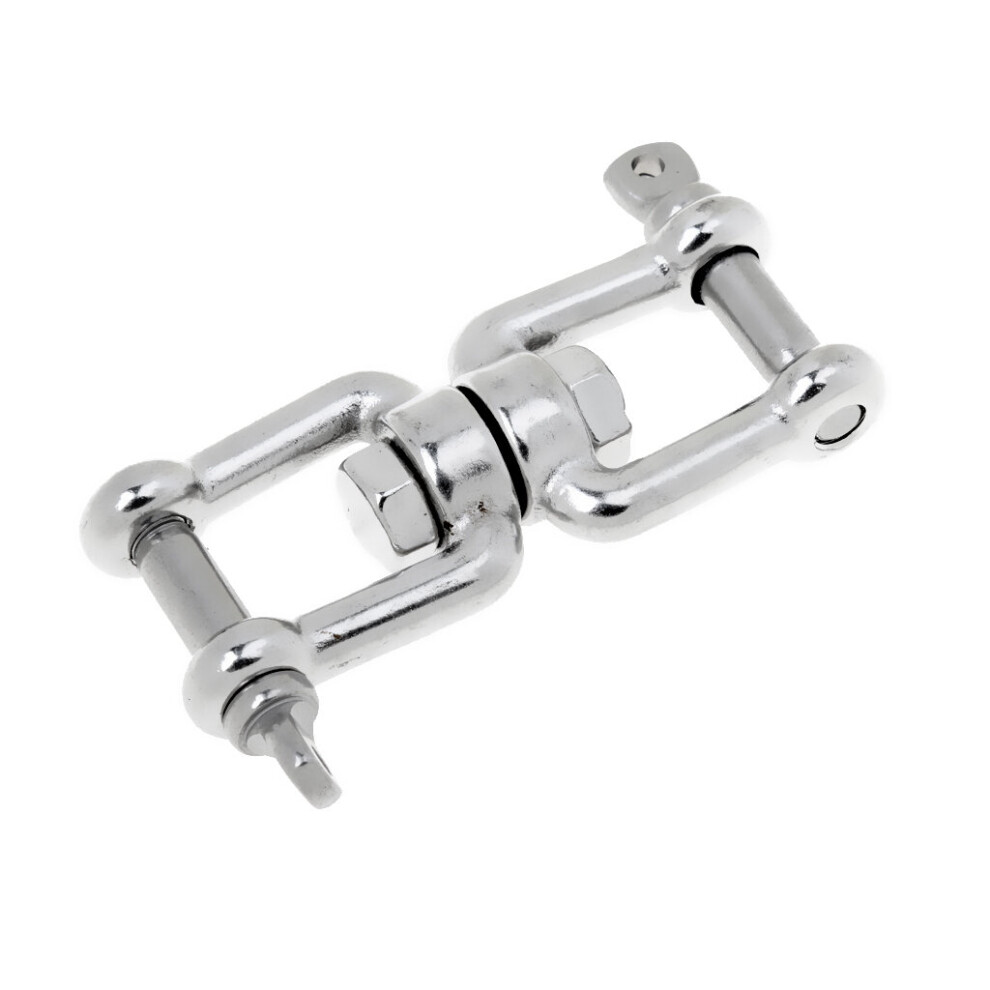 Marine Silver Stainless Steel Anchor Chain Connector Swivel Jaw Double Shackle- M6 Swivel Anchor Chain Connector For Boat 5063131436808