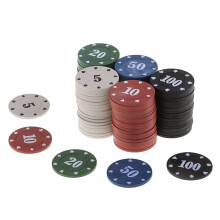100Piece Plastic Non-toxic Casino Cards Game Poker Bingo Chips Counter Tokens in Case Box for Gambling Prop