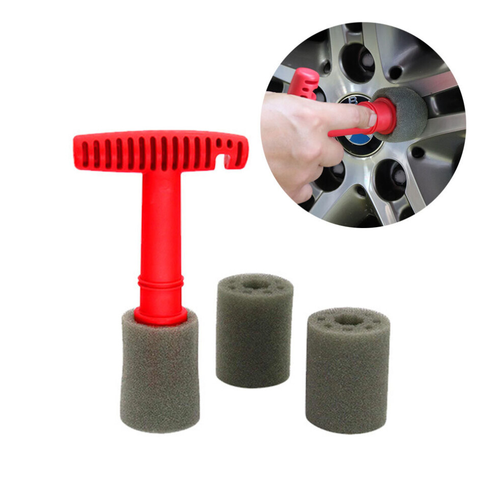 Car Wheel Brush Automotive Detailing Brush Steel Ring Hub Nut Cleaning Tools For Car Rim Brush Detailing Brush Set Red 5063131498974