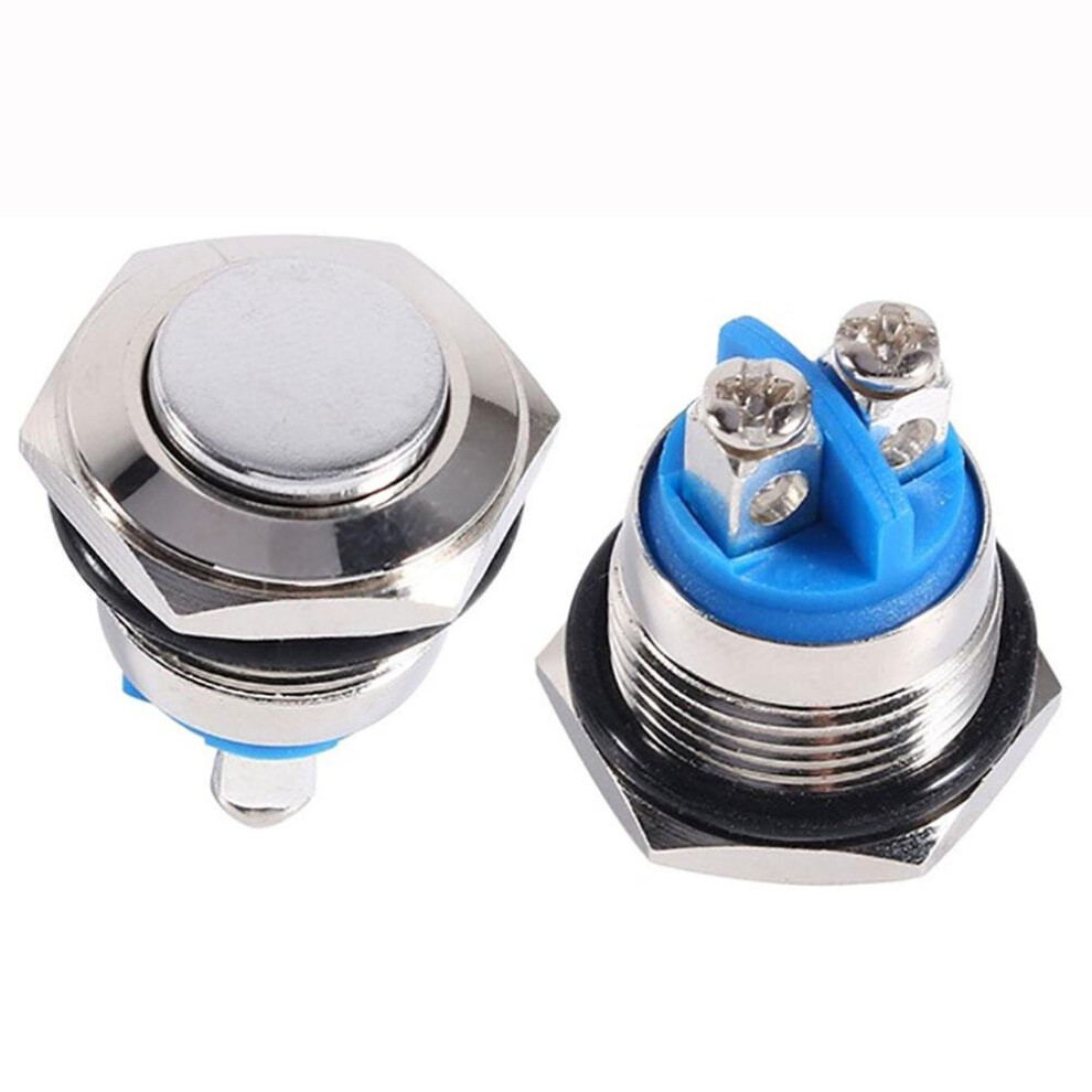 12V 16Mm Metal Push Button Switch Ip67 Waterproof Nickel Plated Brass Press Vehicle Metal Self-Reset Push Button On/Off Switch 5063131449259