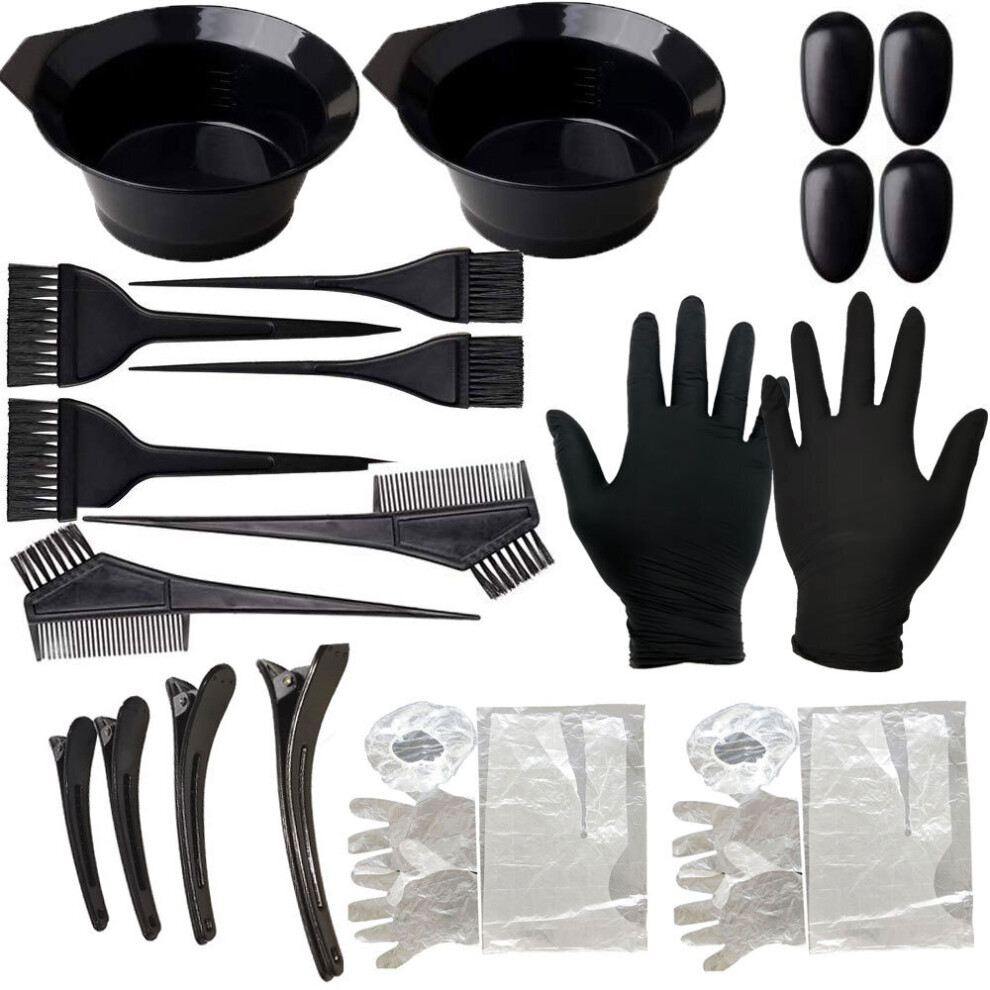 Wejoy 22Pcs/Set Home Salon Hair Dyeing Brush Hair Dyeing Cream Bowl Coloring Brush Comb Earcap Clips Dyeing Cape Kits Hair Tint Tool