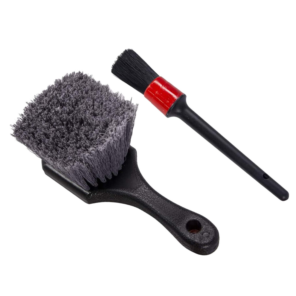 2Pcs Car Detail Brush Kit Automotive Brush Vehicle Car Cleaning Brush Set Car Detail Brush For Car Wheel Tire Rim Inner Fender Gray 5063131499087