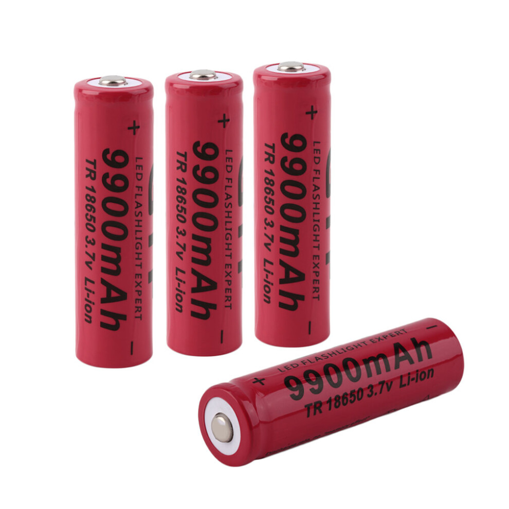4Pcs 3.7V 18650 9900Mah Li-Ion Rechargeable Battery For Flashlight Torch 5063131635164