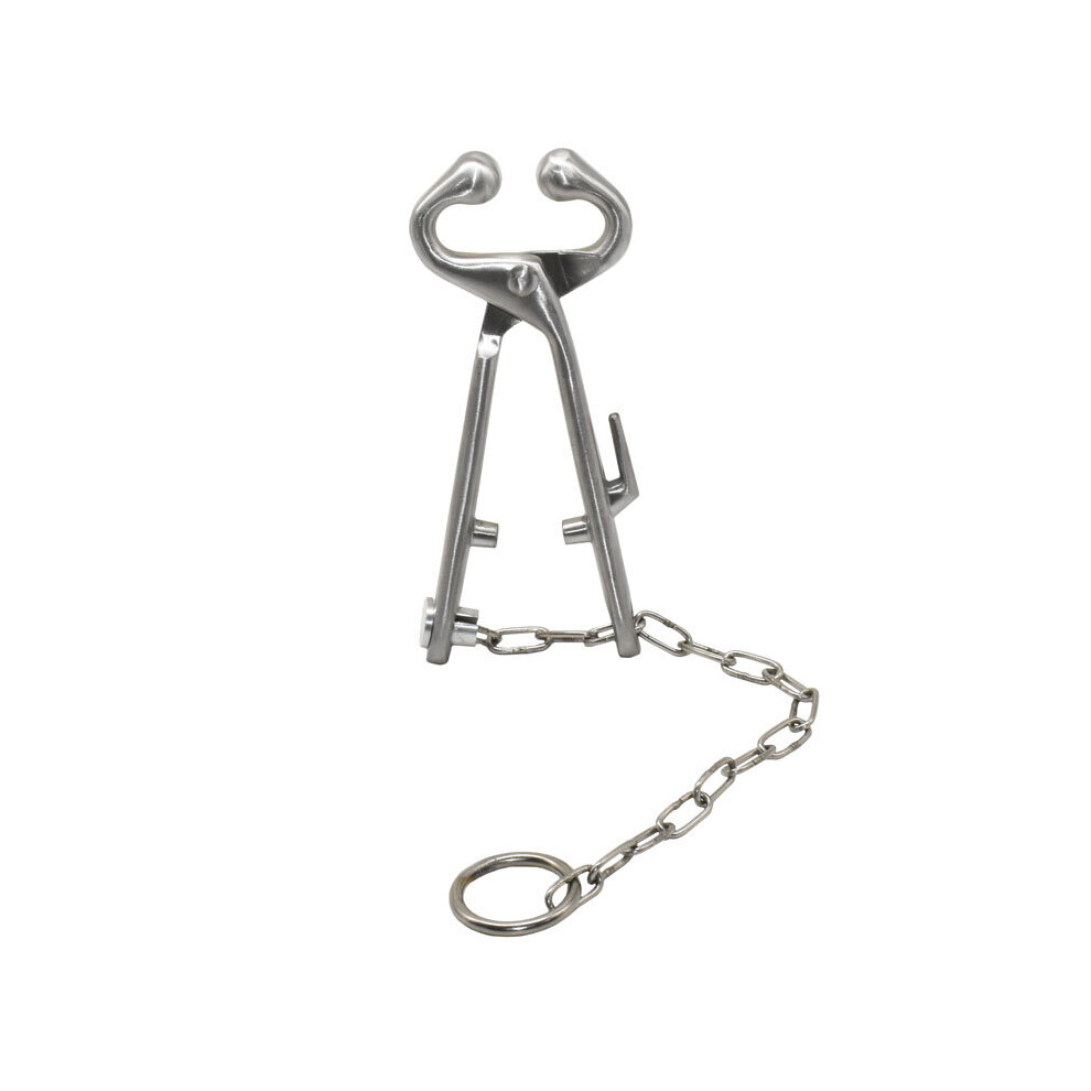 1 Pcs Farm Cattle Livestock Tool Stainless Steel Cow Nose Ring Pliers Bull Cattle Bovine With Chain Pulling Tool 5063131566062