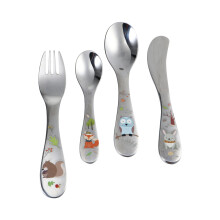 4pcs/Set Stainless Steel Flatware Children Cutlery Western Style Fork Spoon Knife Teaspoon Set Baby Feeding Safe Tableware