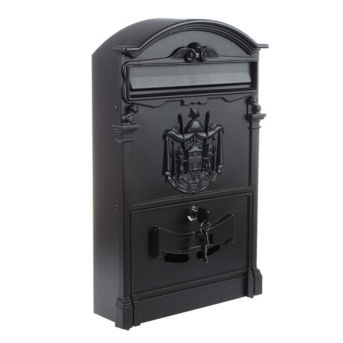 Heavy Duty Black Aluminium Lockable Secure Mail Letter Post Box Letterbox New 1