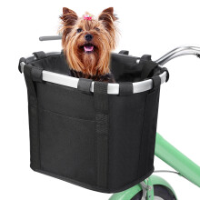 Bicycle Front Basket Bike Dog Carry Pouch MTB Cycling Handlebar Tube Hanging Basket 2in1 Detachable Fold Baggage Bag 5KG Load