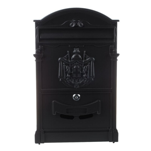 Heavy Duty Black Aluminium Lockable Secure Mail Letter Post Box Letterbox New 2