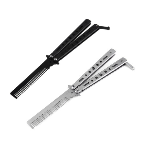 Portable Size Stainless Steel Practice Training Butterfly Style Comb Cool 2