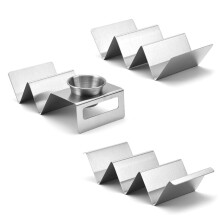 Taco Holder Stands Stainless Steel with Easy-Access Handle, Oven, Grill, and Dishwasher Safe, Smooth Edge